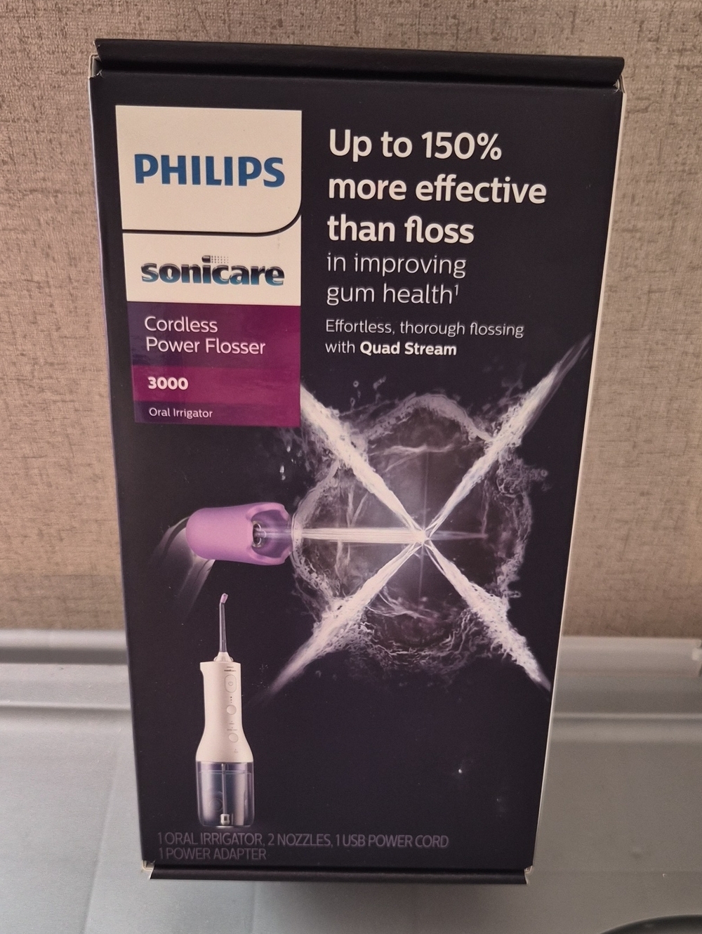 Philips Cordless Power Flosser 3000 — Purple & White